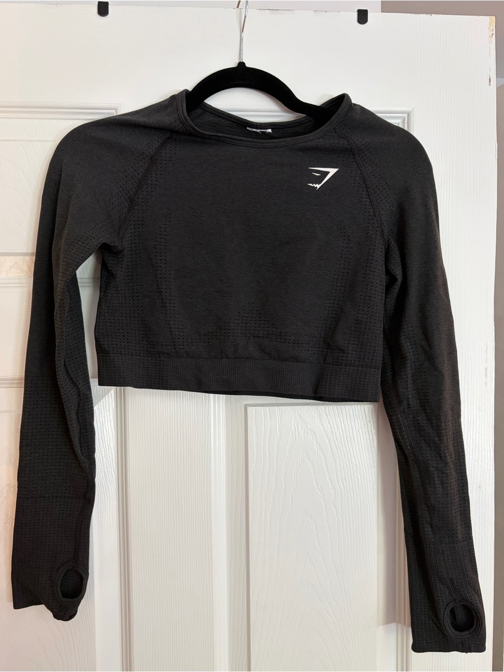 Gymshark Black Cropped Long-Sleeve Performance Top